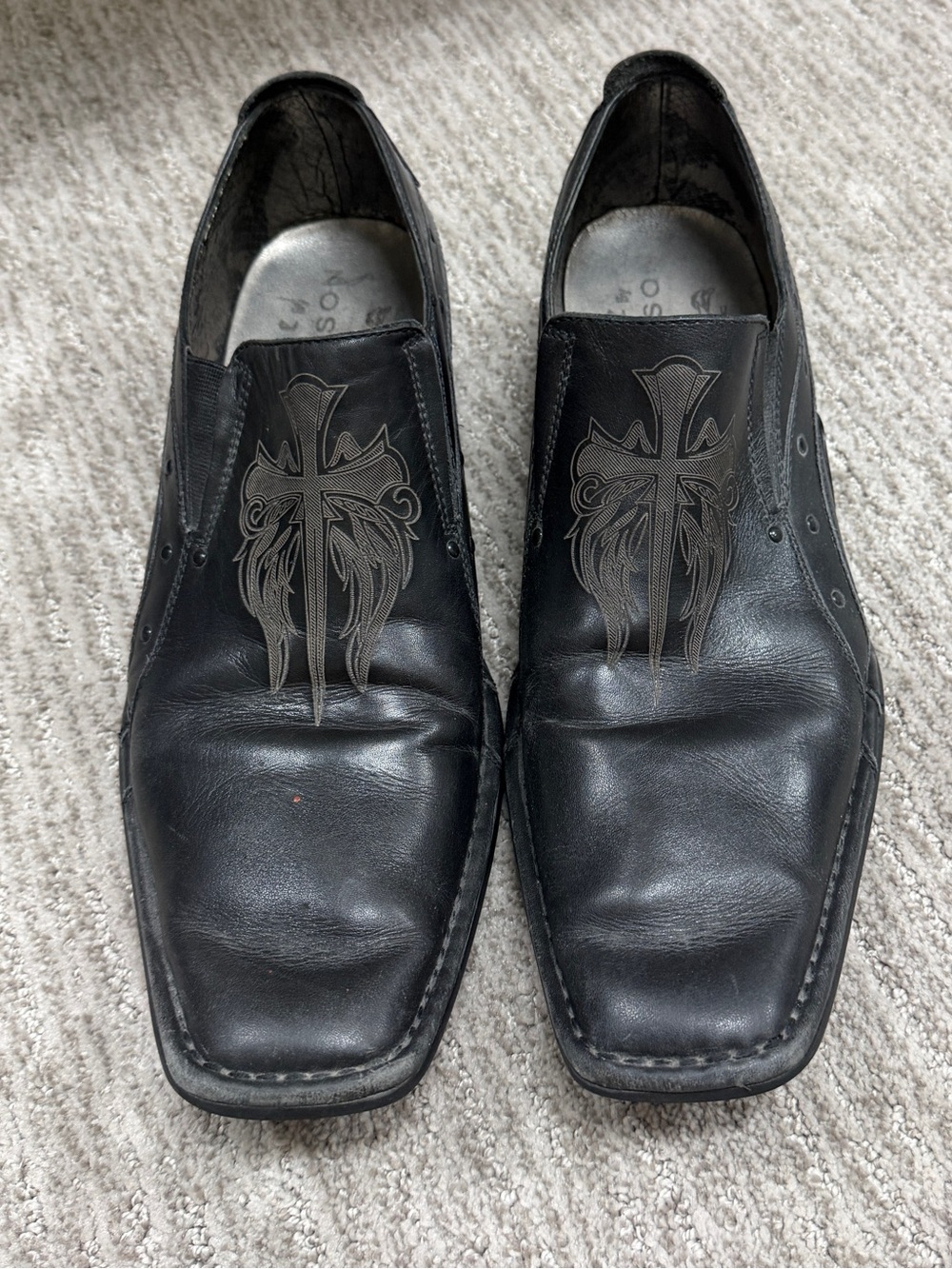 Marc Nason Lounge Black Square Toe Cross Loafers Size 10